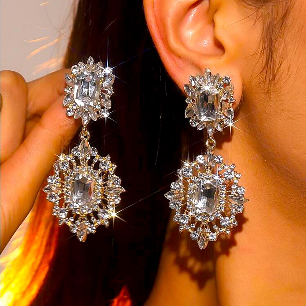 Rhinestone Decor Drop Earrings
